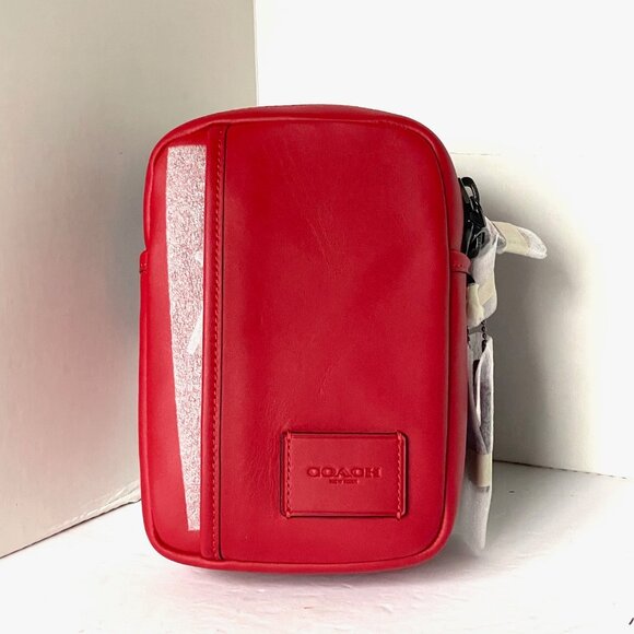 Coach Edge L Pack Mens Red Leather Small Sling Shoulder Bag CM154 ORG PKG - Picture 2 of 11